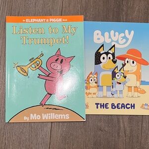 Bluey “the beach” elephant & piggie “ listen to my trumpet!”